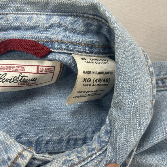 Levi Strauss Shirt Mens XL Denim Western Pearl Snap Long Sleeve Casual - Picture 4 of 13